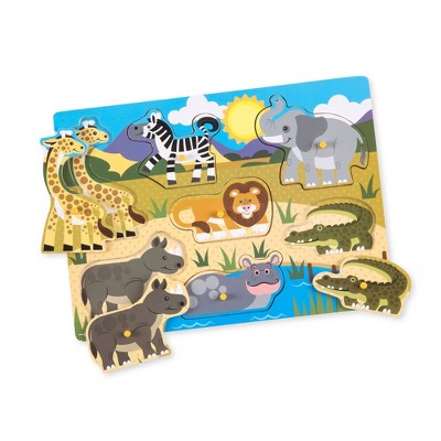  Melissa & Doug World Of Animals Wooden Peg Puzzles Set - Pets, Farm, And Safari 23pc