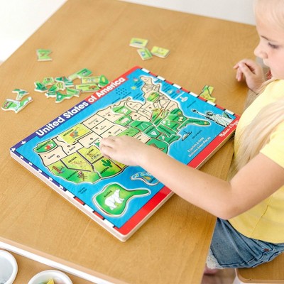  Melissa & Doug USA Map Sound Puzzle - Wooden Peg Puzzle With Sound Effects (40pc)