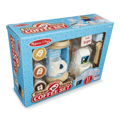  Melissa & Doug 11-Piece Brew And Serve Wooden Coffee Maker Set - Play Kitchen Accessories