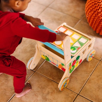  Melissa & Doug Wooden Shape Sorting Grocery Cart Push Toy And Puzzles