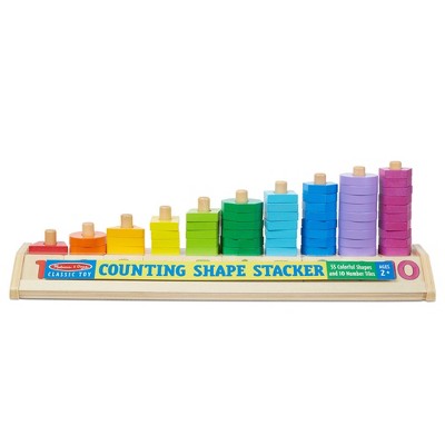  Melissa & Doug Counting Shape Stacker - Wooden Educational Toy With 55 Shapes And 10 Number Tiles