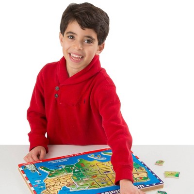  Melissa & Doug USA Map Sound Puzzle - Wooden Peg Puzzle With Sound Effects (40pc)