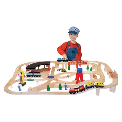  Melissa & Doug Deluxe Wooden Railway Train Set (130+pc)