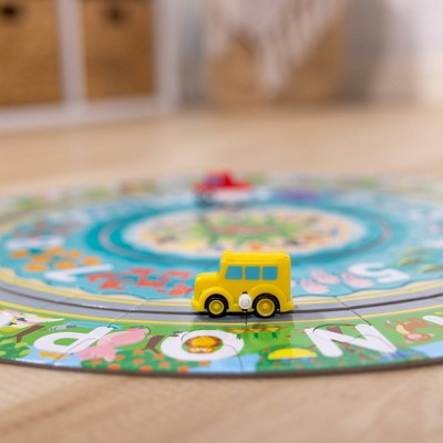  Melissa & Doug Round The Shore Tracks Cardboard Jigsaw Floor Puzzle And Wind-Up Vehicles – 48pc