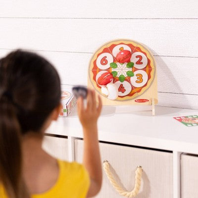  Melissa & Doug Wooden Double-Sided Pizza Topping Toss Games Bean Bag Target Game, Bingo, Tic-Tac-Toe, Matching, Number