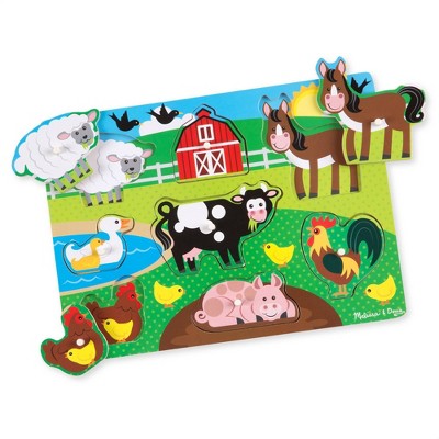  Melissa & Doug World Of Animals Wooden Peg Puzzles Set - Pets, Farm, And Safari 23pc