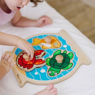  Melissa & Doug Animals Jumbo Knob Wooden Puzzles Set - Fish And Pets 6pc