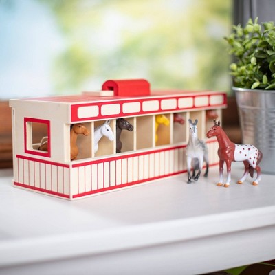  Melissa & Doug Take-Along Show-Horse Stable Play Set With Wooden Stable Box And 8 Toy Horses