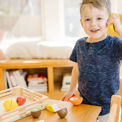  Melissa & Doug Cutting Fruit Set - Wooden Play Food Kitchen Accessory