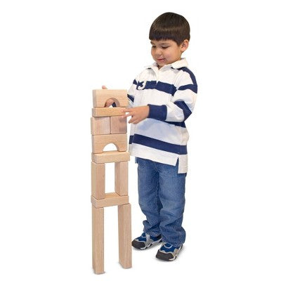  Melissa & Doug Standard Unit Solid-Wood Building Blocks With Wooden Storage Tray (60pc)
