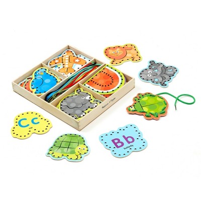  Melissa & Doug Alphabet Wooden Lacing Cards With Double-Sided Panels And Matching Laces: Educational Fine Motor Skills Toy