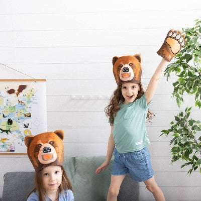  Melissa & Doug Yellowstone National Park Grizzly Bear Games And Pretend Play Set With Plush Bear Heads And Bear Paw Gloves