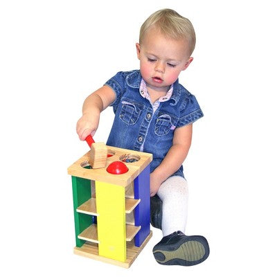  Melissa & Doug Deluxe Pound And Roll Wooden Tower Toy With Hammer