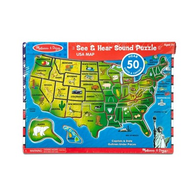  Melissa & Doug USA Map Sound Puzzle - Wooden Peg Puzzle With Sound Effects (40pc)