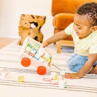  Melissa & Doug Classic ABC Wooden Block Cart Educational Toy With 30 Solid Wood Blocks