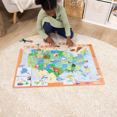  Melissa & Doug National Parks U.S.A. Map Floor Puzzle 45pc Jumbo And Animal Shapes, Search-and-Find Activities, Park And Animal ID Guide