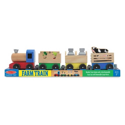  Melissa & Doug Wooden Farm Train Set - Classic Wooden Toy (3 Linking Cars)