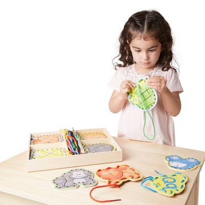  Melissa & Doug Alphabet Wooden Lacing Cards With Double-Sided Panels And Matching Laces: Educational Fine Motor Skills Toy