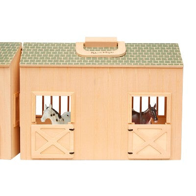  Melissa & Doug Fold And Go Wooden Horse Stable Dollhouse With Handle And Toy Horses (11 Pc)