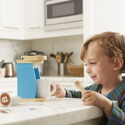  Melissa & Doug 11-Piece Brew And Serve Wooden Coffee Maker Set - Play Kitchen Accessories