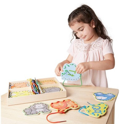  Melissa & Doug Alphabet Wooden Lacing Cards With Double-Sided Panels And Matching Laces: Educational Fine Motor Skills Toy