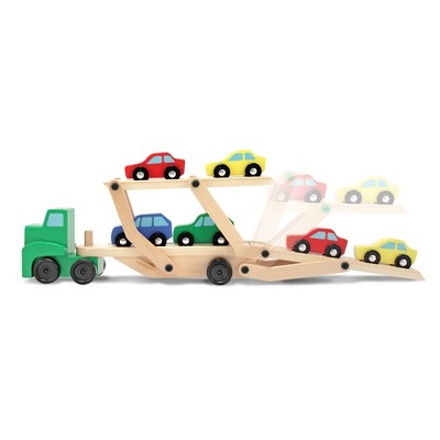  Melissa & Doug Car Carrier Truck And Cars Wooden Toy Set With 1 Truck And 4 Cars