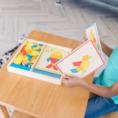  Melissa & Doug Pattern Blocks And Boards - Classic Toy With 120 Solid Wood Shapes And 5 Double-Sided Panels