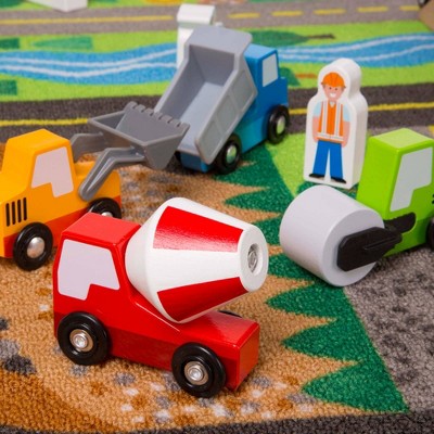  Melissa & Doug Deluxe Activity Road Rug Play Set With 49pc Wooden Vehicles And Play