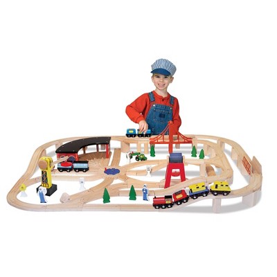  Melissa & Doug Deluxe Wooden Railway Train Set (130+pc)
