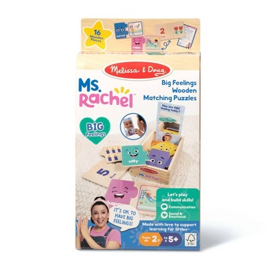  Melissa & Doug Ms. Rachel Big Feelings Puzzles - 16pc: Educational Wooden Toy For Emotional & Sensory Development