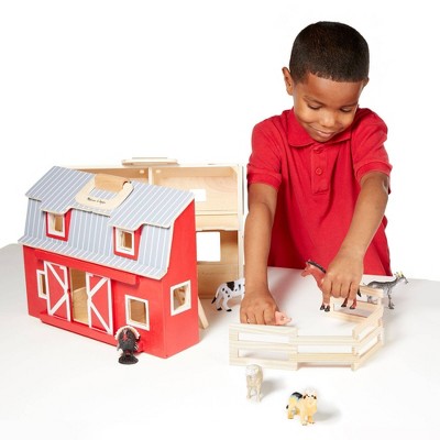  Melissa & Doug Fold And Go Wooden Barn Play Set