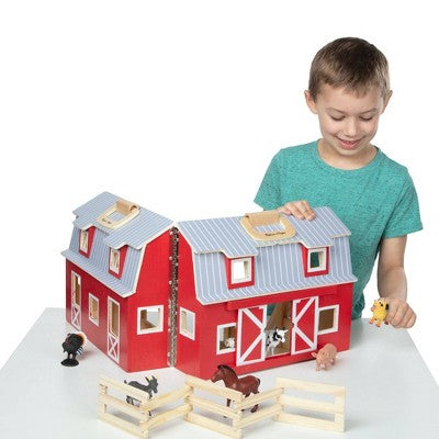  Melissa & Doug Fold And Go Wooden Barn Play Set