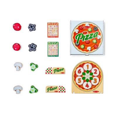  Melissa & Doug Wooden Double-Sided Pizza Topping Toss Games Bean Bag Target Game, Bingo, Tic-Tac-Toe, Matching, Number