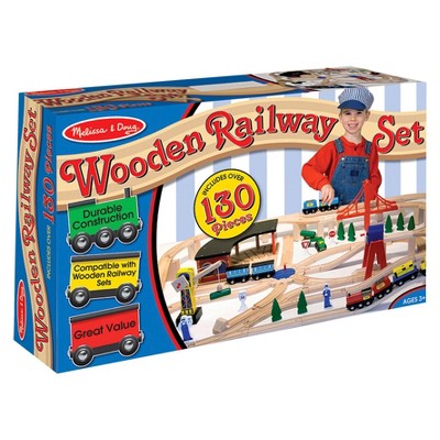  Melissa & Doug Deluxe Wooden Railway Train Set (130+pc)