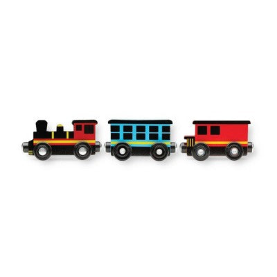  Melissa & Doug Round The Rails Train Rug With 3 Linking Wooden Train Cars (39 X 36 Inches)