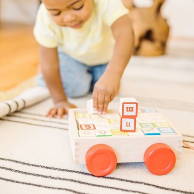  Melissa & Doug Classic ABC Wooden Block Cart Educational Toy With 30 Solid Wood Blocks
