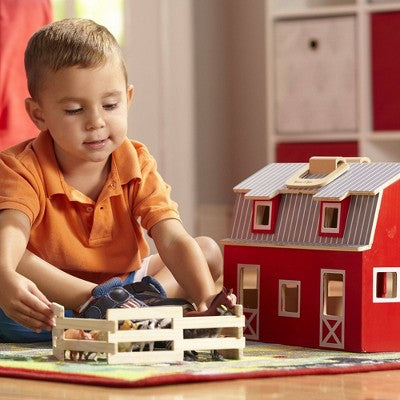  Melissa & Doug Fold And Go Wooden Barn Play Set