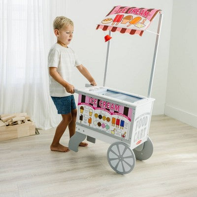  Melissa & Doug Wooden Snacks And Sweets Food Cart - 40+ Play Food Pc, Reversible Awning