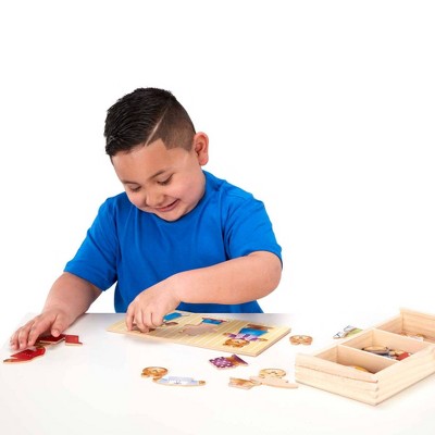  Melissa & Doug Mix 'n Match Wooden Bear Family Dress-Up Puzzle With Storage Case (45pc)