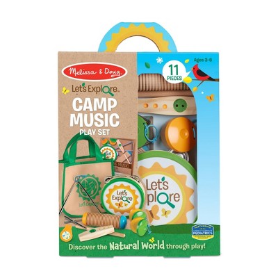  Melissa & Doug Let's Explore Camp Music Wooden And Metal Instruments Play Set - 10pc