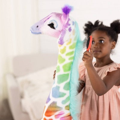  Melissa & Doug Rainbow Giraffe Lifelike Plush: Zoo Animal Stuffed Toy