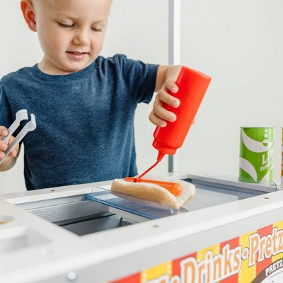  Melissa & Doug Wooden Snacks And Sweets Food Cart - 40+ Play Food Pc, Reversible Awning