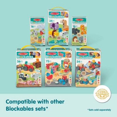  Melissa & Doug Blockables Farm Snap And Play, Mix And Match Connectable Wooden Building Blocks Play Set - 56Pc