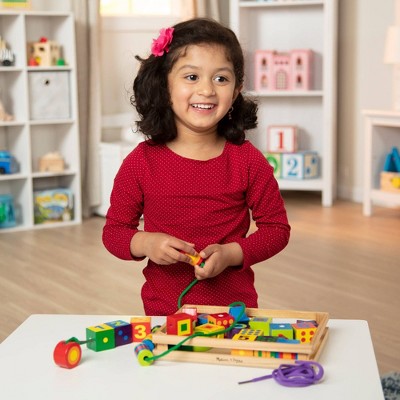  Melissa & Doug Deluxe Wooden Lacing Beads - Educational Activity With 27 Beads And 2 Laces
