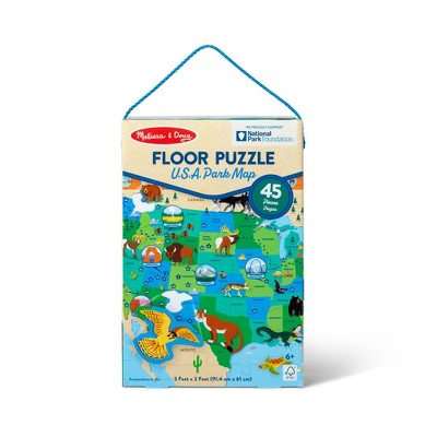 Melissa & Doug National Parks U.S.A. Map Floor Puzzle 45pc Jumbo And Animal Shapes, Search-and-Find Activities, Park And Animal ID Guide