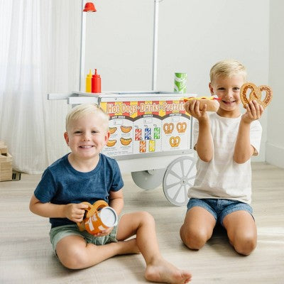  Melissa & Doug Wooden Snacks And Sweets Food Cart - 40+ Play Food Pc, Reversible Awning