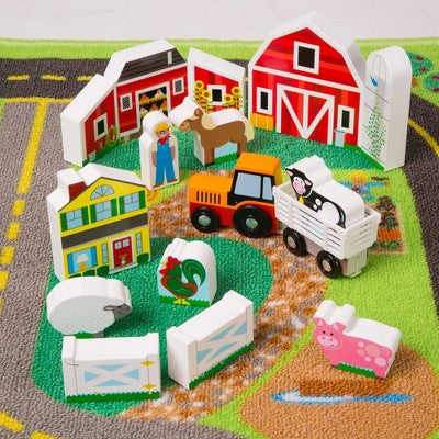  Melissa & Doug Deluxe Activity Road Rug Play Set With 49pc Wooden Vehicles And Play