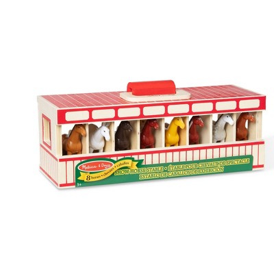  Melissa & Doug Take-Along Show-Horse Stable Play Set With Wooden Stable Box And 8 Toy Horses