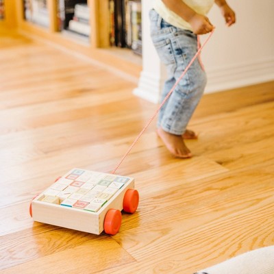  Melissa & Doug Classic ABC Wooden Block Cart Educational Toy With 30 Solid Wood Blocks