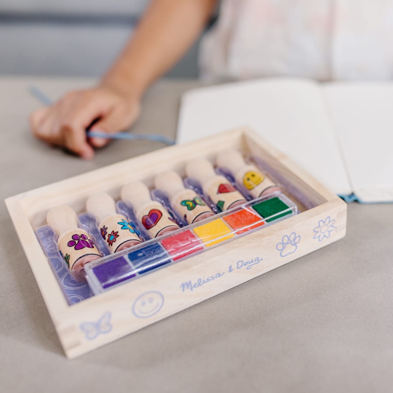 Melissa & Doug Wooden Stamp Set - Happy Handles